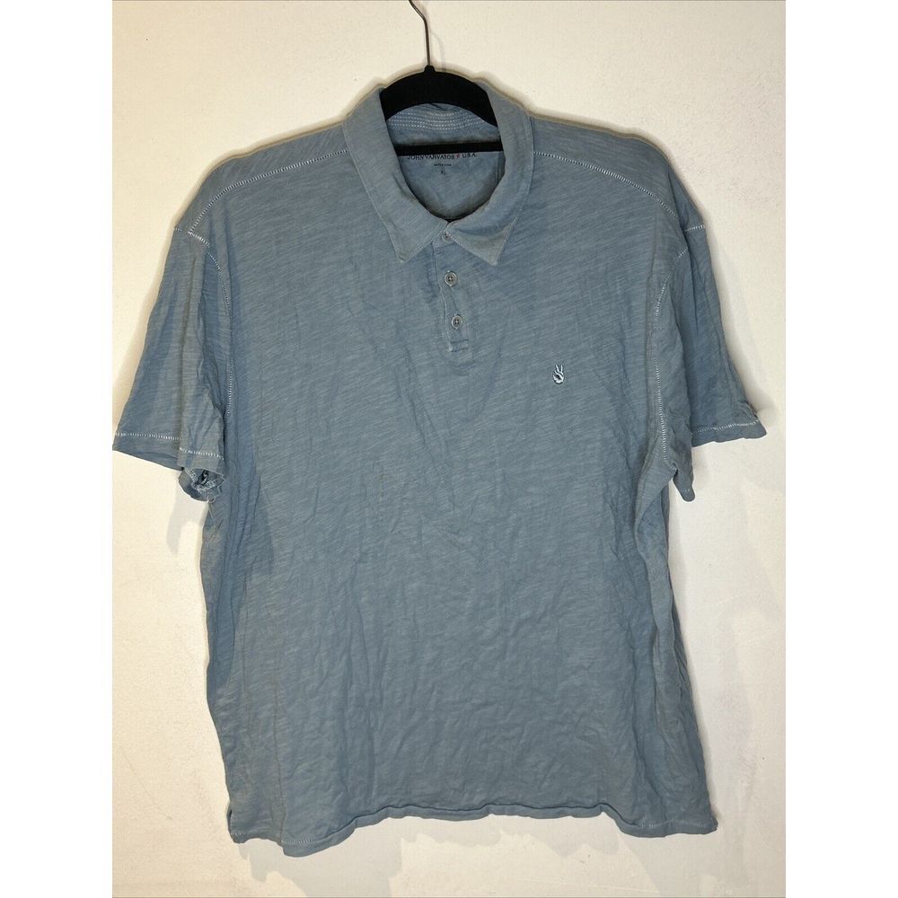 John Varvatos mens medium blue short sleeve peace polo shirt